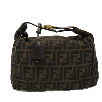 FENDI Zucca Canvas Hand Bag Nylon Brown Black  48233