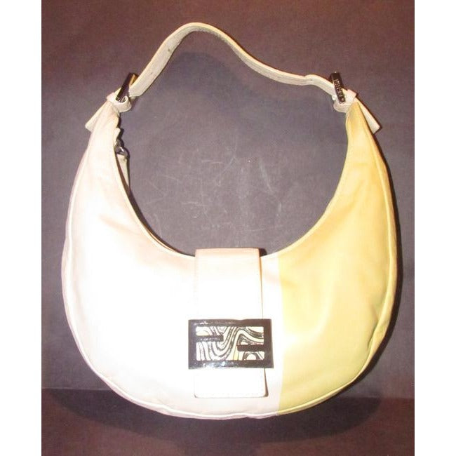 Fendi Shoulder W Ltd Ed Color Block Enamelchrome Accent Pinkyellow Lthrenamel Ff Leather Hobo Bag