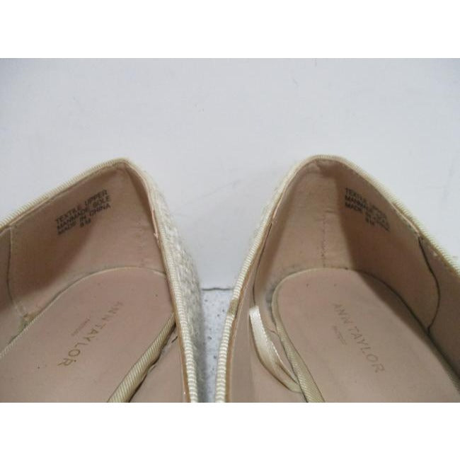 Ann Taylor Beige Tan Tweed Cream Tane Fabric Pointed Toe Slip On Flats Size Us