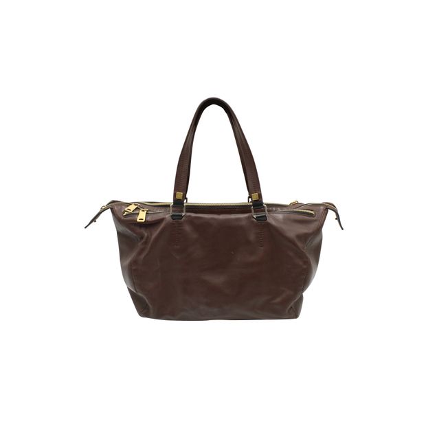 Celine Dark Brown Triple Zip Satchel