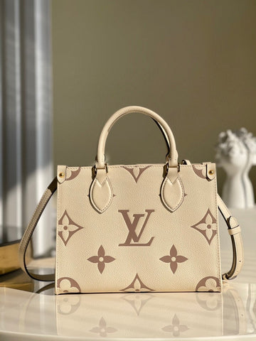 LV Onthego PM Monogram Empreinte Tourterelle Grey/Beige For Womtlm,  Shoulder And Crossbody Bags 9.8in/25cm LV M45654