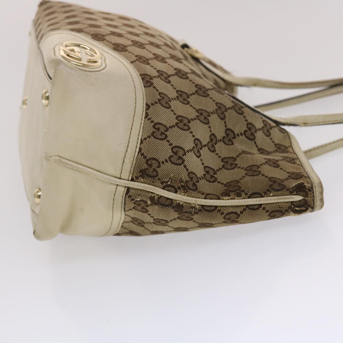 GUCCI GG Canvas Tote Bag Beige White  49053