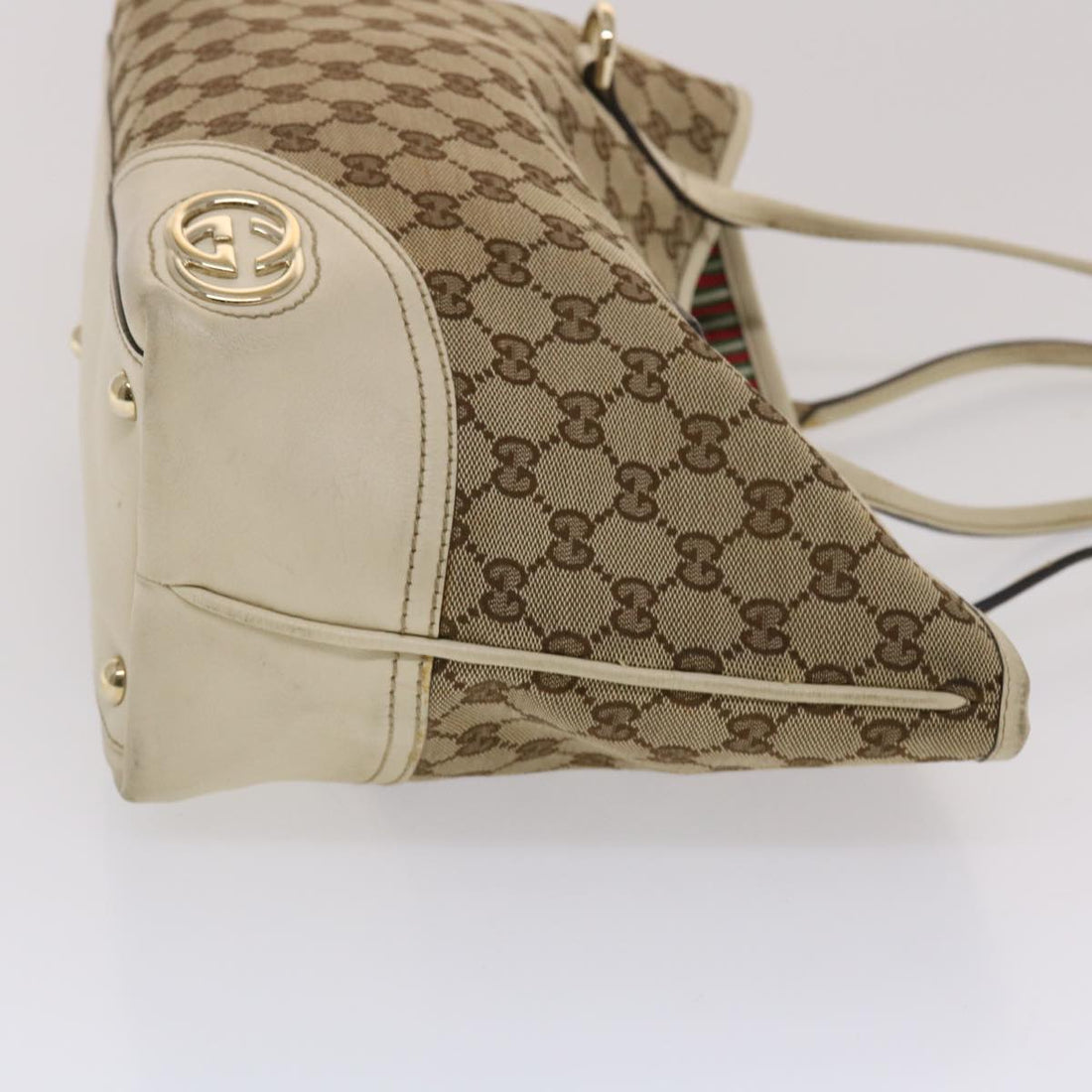 GUCCI GG Canvas Tote Bag Beige White  49055