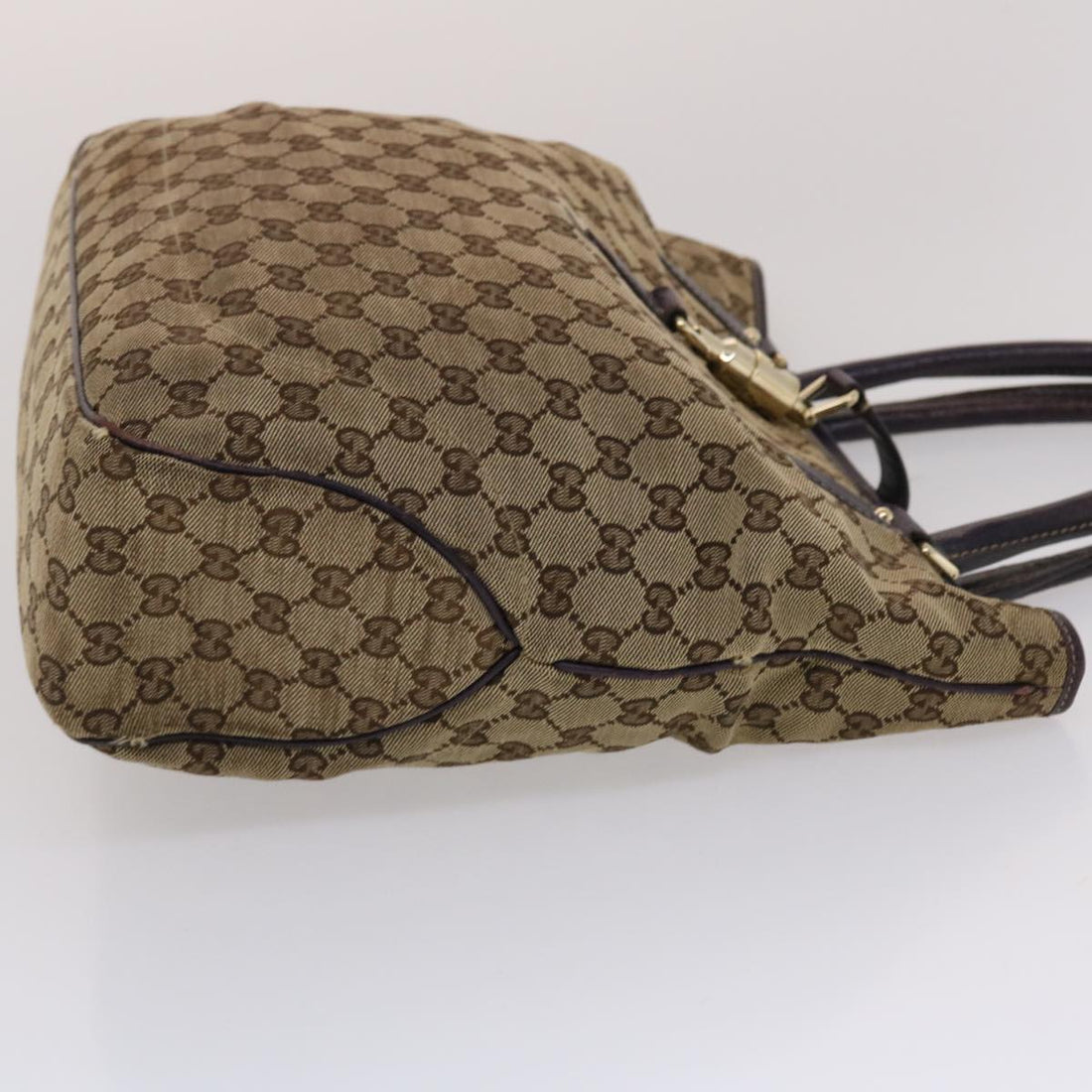 GUCCI GG Canvas Jackie Tote Bag Beige Purple  49056