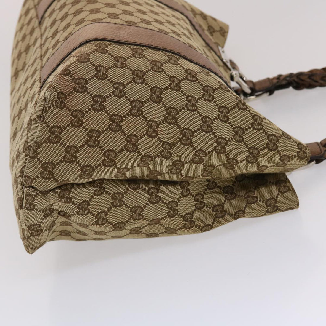 GUCCI GG Canvas Bamboo Tote Bag Beige Brown  49058