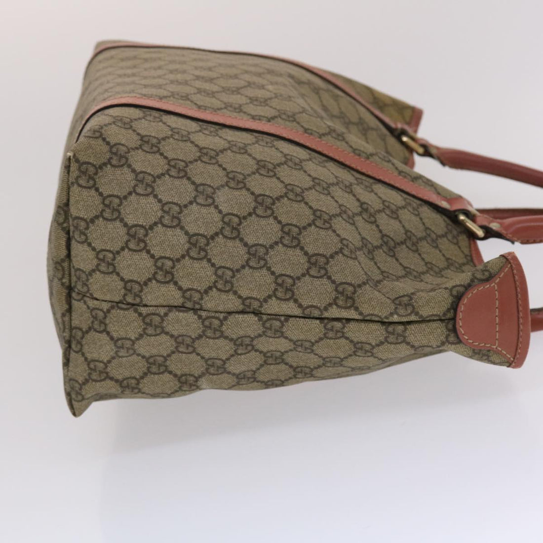 GUCCI GG Canvas Tote Bag PVC Leather Beige Pink  49060