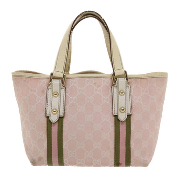 GUCCI GG Canvas Sherry Line Hand Bag Pink White Green  49075