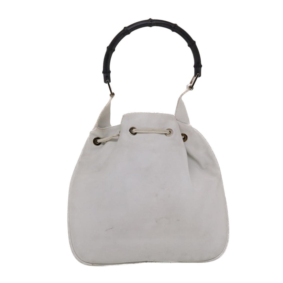 GUCCI Bamboo Shoulder Bag Leather White  49084