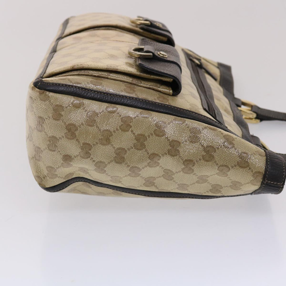 GUCCI GG Canvas Tote Bag Coated Canvas Beige Dark Brown 268639  49291
