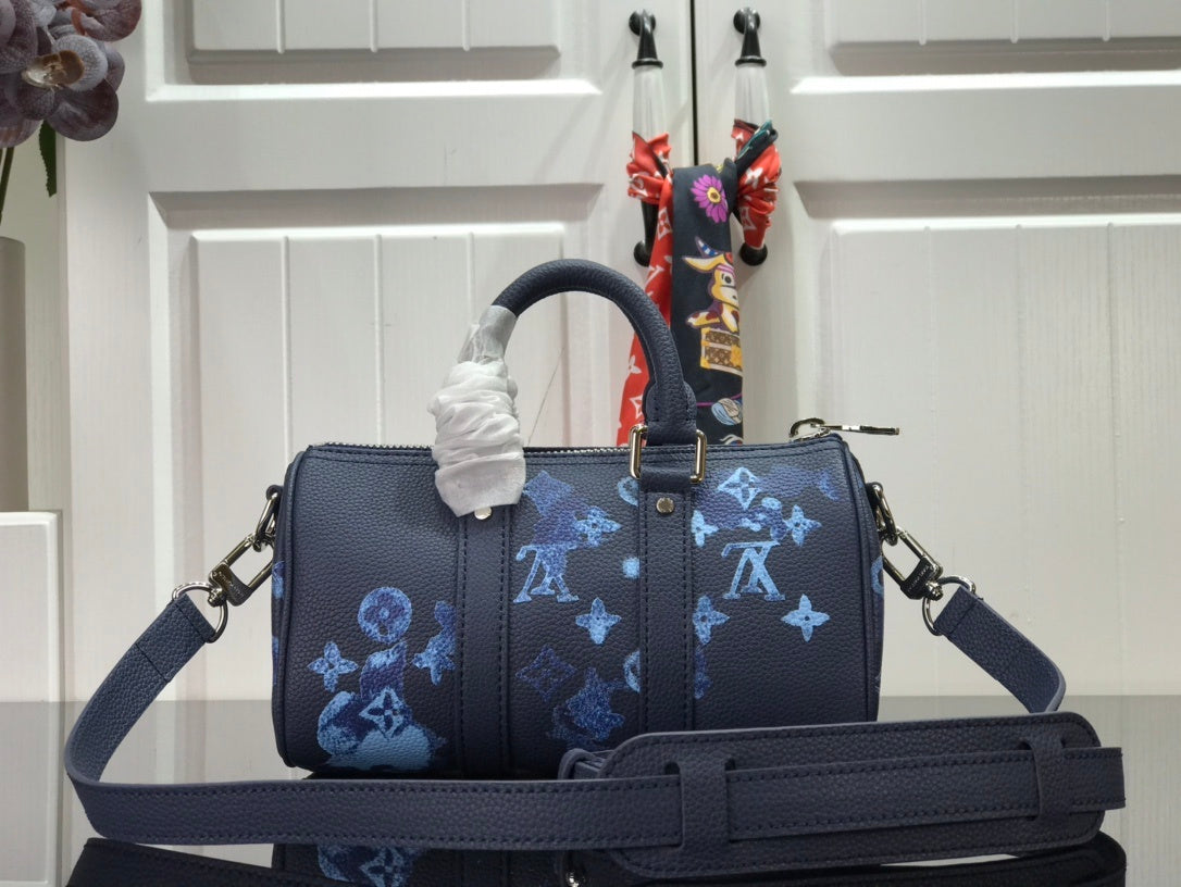 LV Keepall XS Monogram Watercolor Blue Canvas By Virgil Abloh For Mtlm, Bags, Shoulder And Crossbody Bags 8.3in/21cm LV M57844