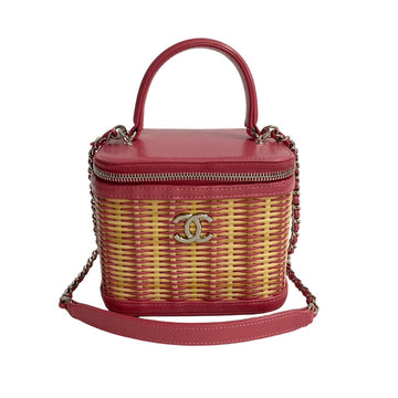 Chanel CC Raffia Vanity Case Natural Material Crossbody Bag in Excellent condition