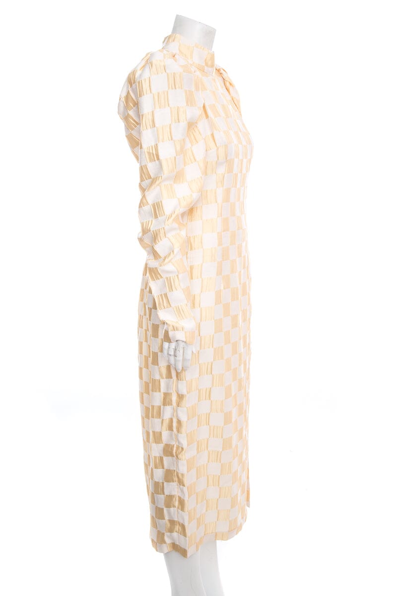 Rodarte Gold & White Checkboard Dress SZ 42 NWT