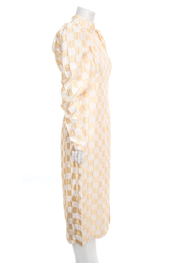 Rodarte Gold & White Checkboard Dress SZ 42 NWT