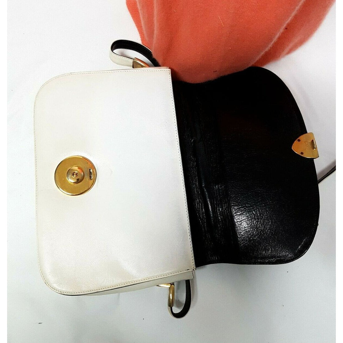 Bally black & white leather color block cross body