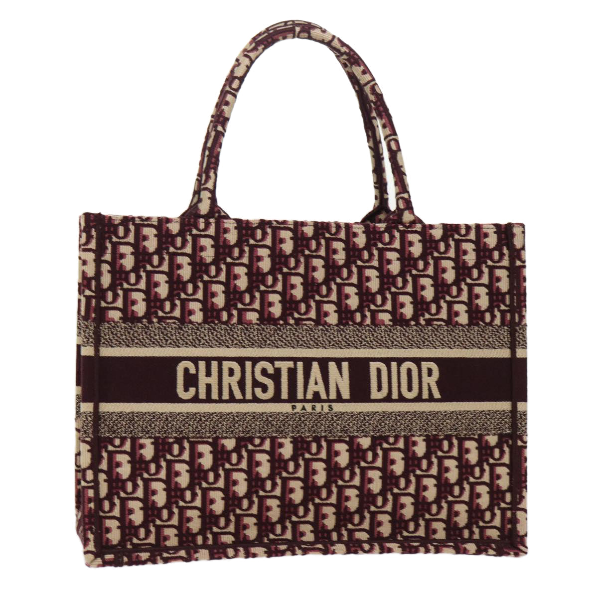 CHRISTIAN DIOR Trotter Canvas Oblique Tote Bag Bordeaux M1296 ZRIW Auth 49935A