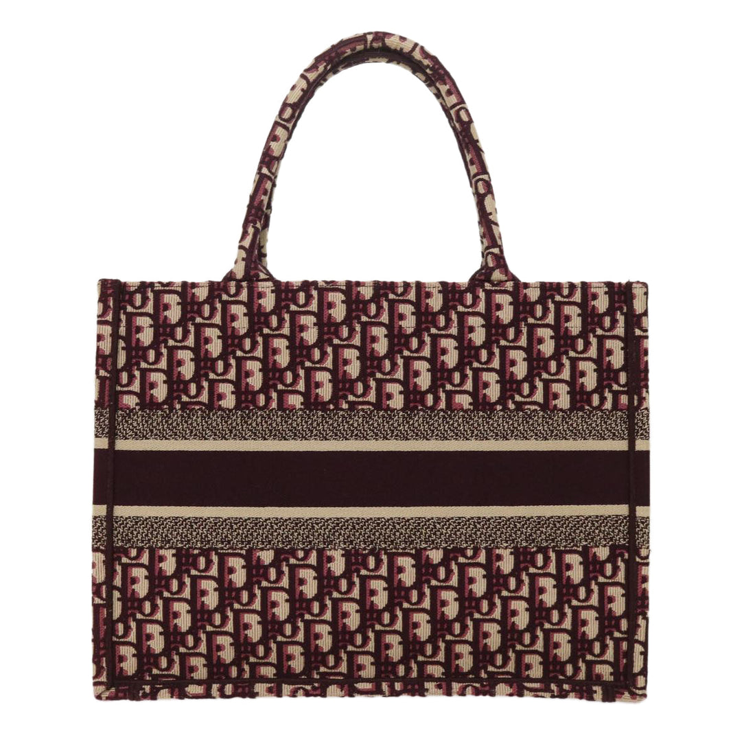 CHRISTIAN DIOR Trotter Canvas Oblique Tote Bag Bordeaux M1296 ZRIW Auth 49935A
