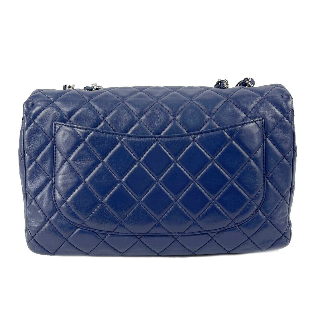 CHANEL Classic 08 Single Flap Bag - Blue Quilted Lambskin Maxi Shoulder Bag