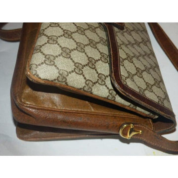 Gucci Vintage Shades Of Brown Leather Coated Canvas Satchel
