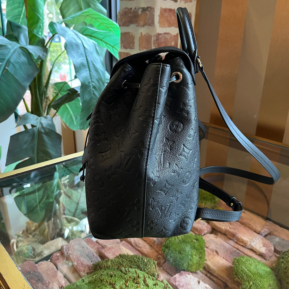 LOUIS VUITTON Montsouris Black Empriente Leather Backpack