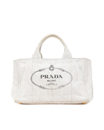 Denim Canapa Logo Canvas Satchel with Rolled Handles and Interior Pockets