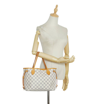 LOUIS VUITTON Damier Azur Neverfull PM White