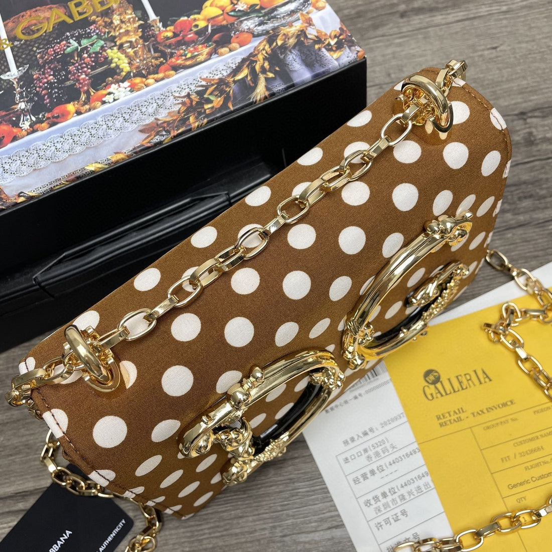 DG DG Girls CrossBody Bag With Polka Dots Brown For Womtlm 8.3in/21cm DG