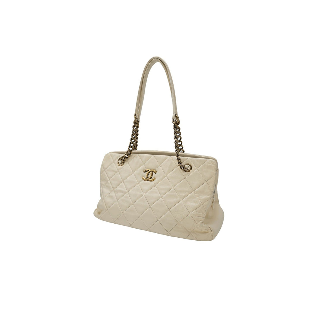 Chanel Vintage Quilted Calfskin Leather Crown CC Tote
