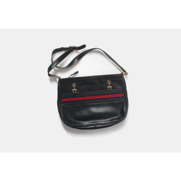 SALE! Gucci, 1955 Horse-bit style, navy leather hobo style shoulder bag with an inlaid, iconic red and navy web stripe, gold horse-bit and GG logo accents