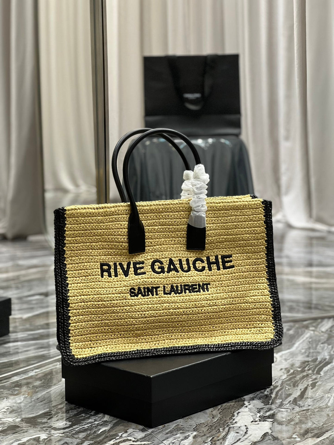 YSSL Rive Gauche Tote Bag In Raffia For Womtlm 18.9in/48cm YSL 685742GAAAG2099