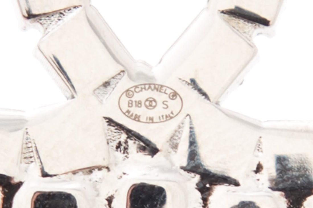 Chanel Silver Crystal Logo Brooch NWT