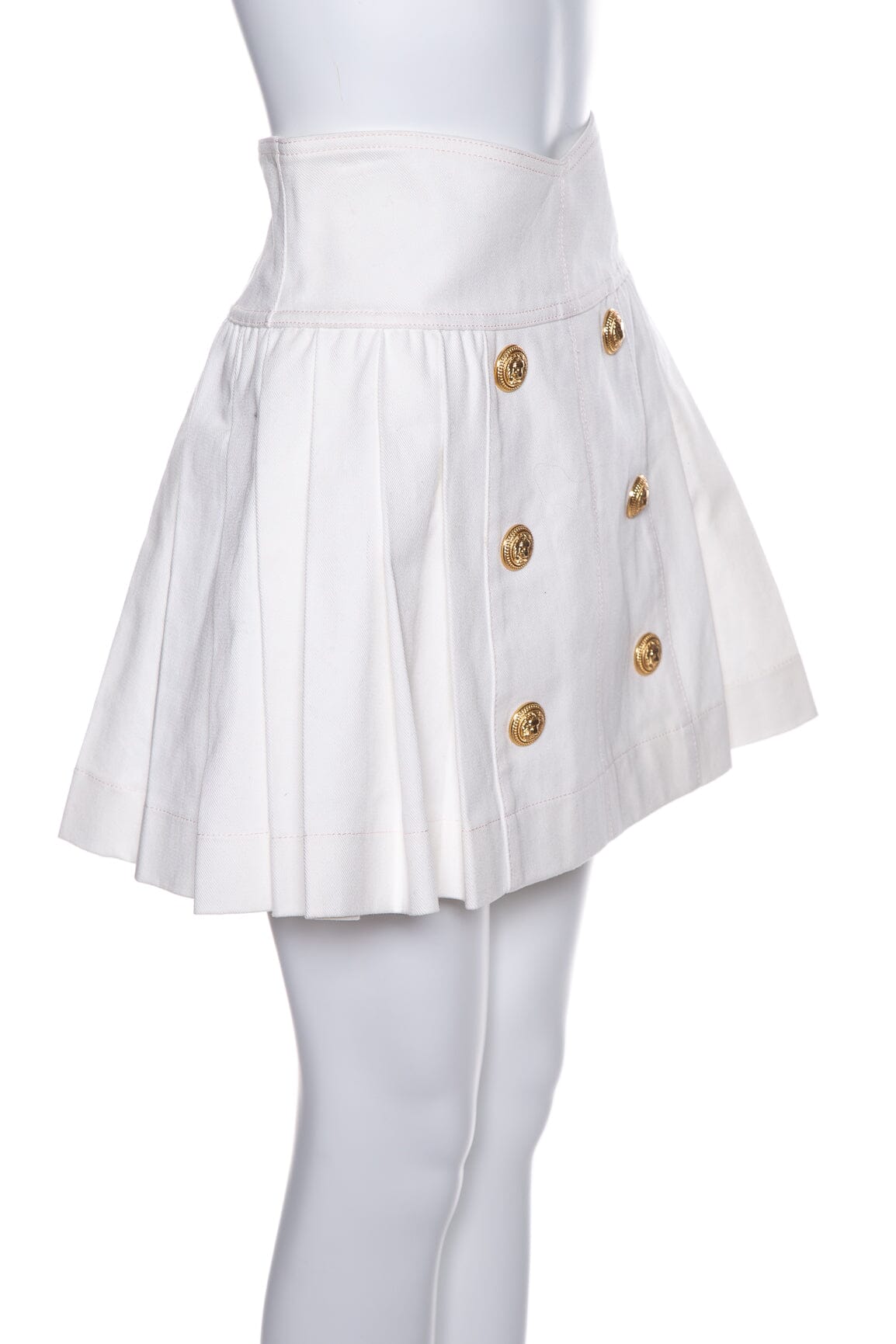 Balmain White Pleated Skirt SZ 38