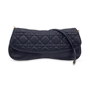 CHRISTIAN DIOR Black Perforated Leather Cannage Chain Shoulder Bag