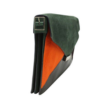 Celine 4 Colors Leather, Suede And Calf Hair Clutch/ Shoulder Bag