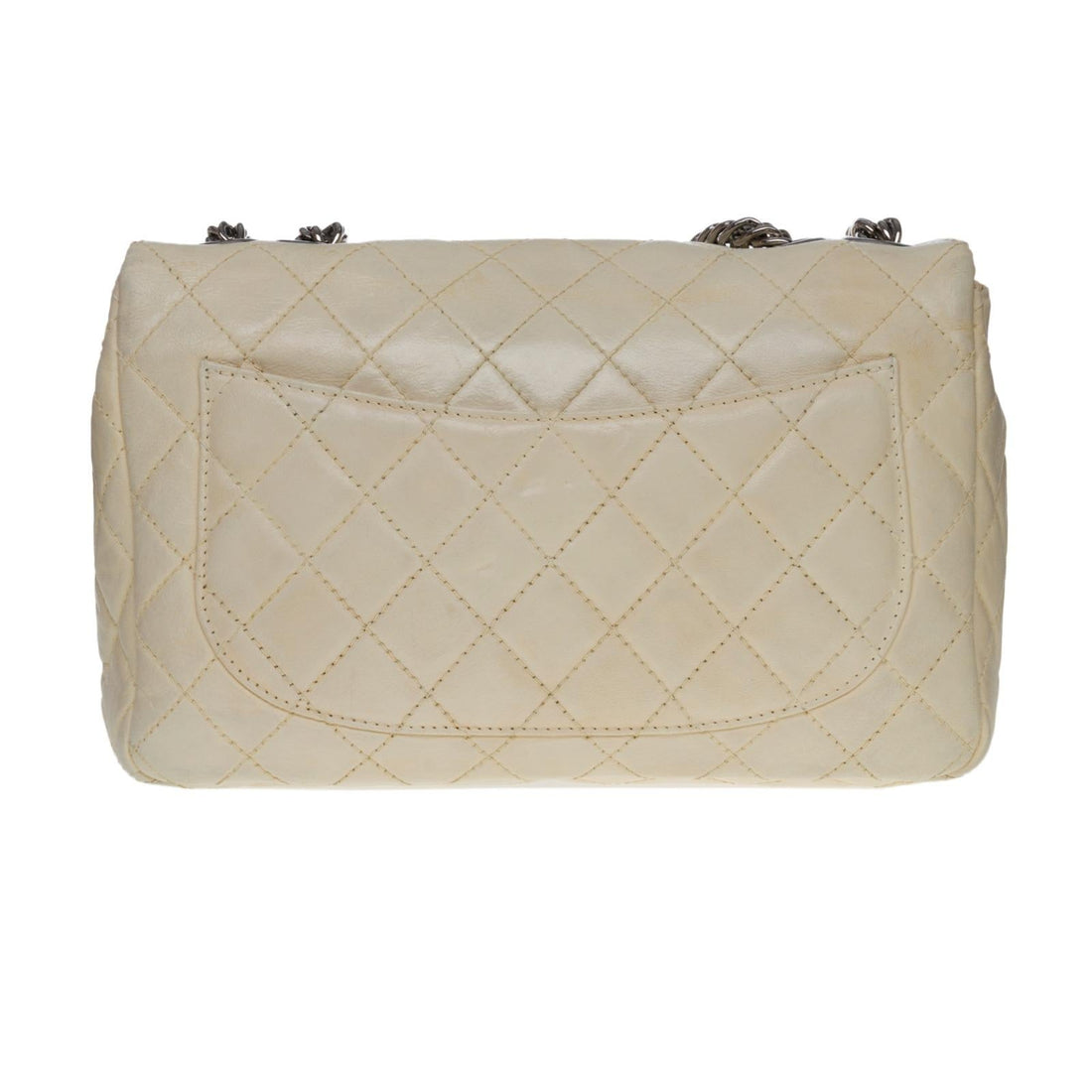 CHANEL Timeless/Classique Jumbo Flap bag handbag in ecru quilted lambskin, SHW