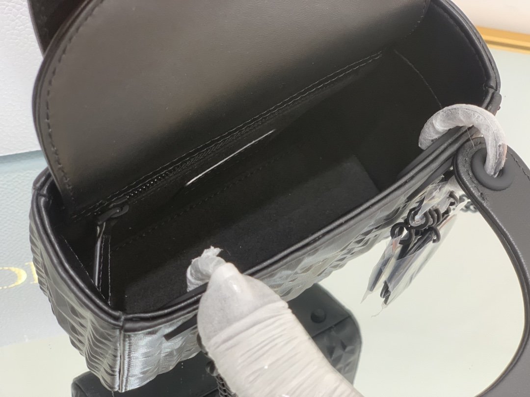 DI Mini Lady Bag Black Cannage with Beaded Motif, Black, For Womtlm Womtlm’s Handbags, Crossbody Bags, 18cm CD M0505SNEA_M900