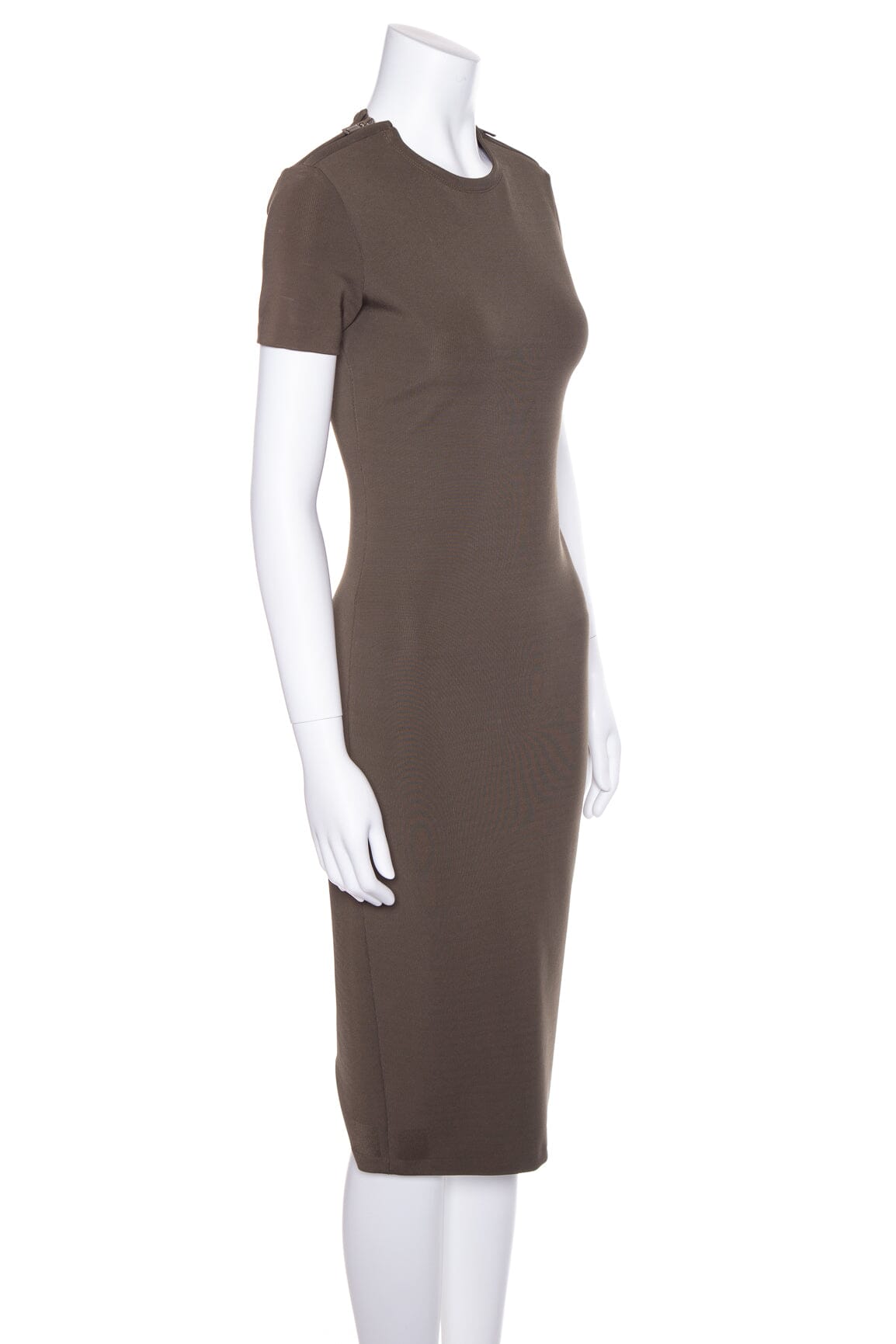 Givenchy Green Fitted Zipper Shoulder Detail Dress SZ 38