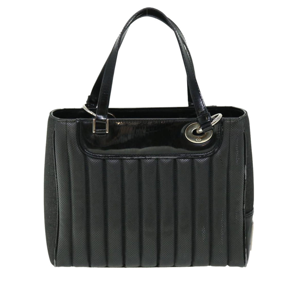 CHRISTIAN DIOR Hand Bag Leather Black Auth 50439