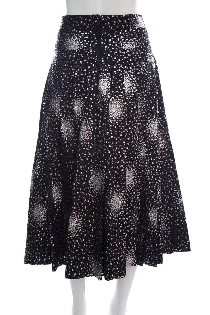 Chanel Black Sequin Pleated Skirt SZ 38