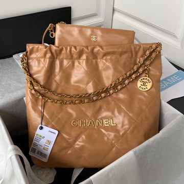 CHL 22 Handbag Gold Hardware Shiny Camel For WomTLM, WomTLM&#8217;s Handbags, Shoulder Bags 16.5in/38cm AS3261 B08037 NB356