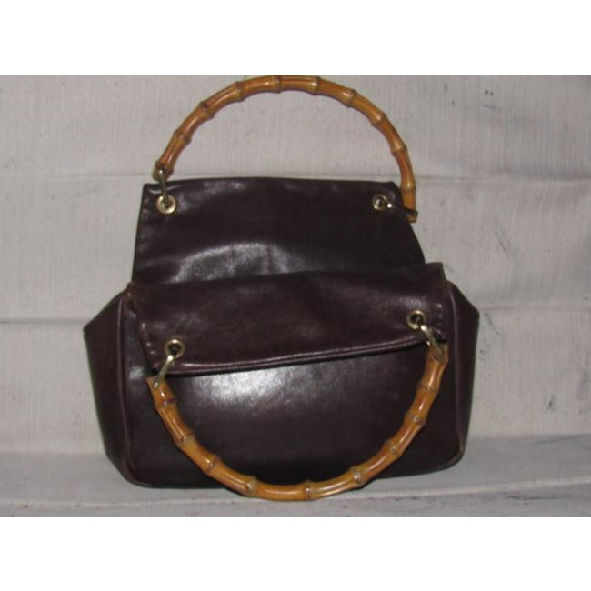 Gucci Vintage Supple Brown Leather Body And Bamboo Handles And Accents