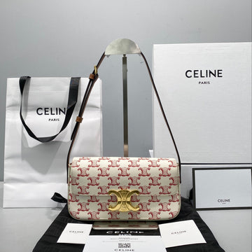 CE Triomphe Shoulder Bag In Triomphe Canvas  Red For Womtlm 8in/20cm 194142CUZ.27ED