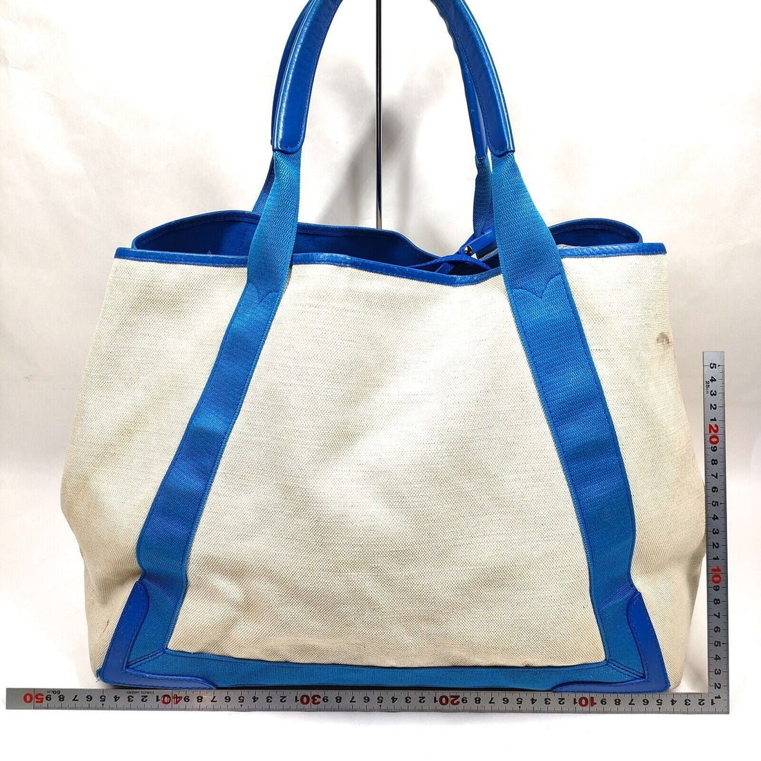 Balenciaga 'Cabas' tote bag in royal blue leather & canvas with an attached wallet