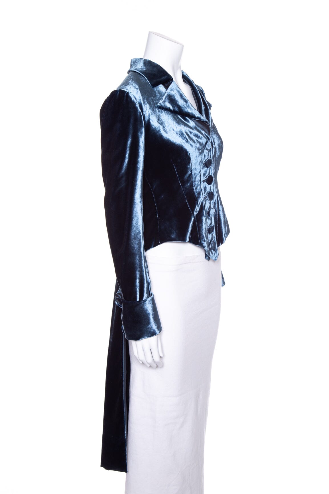 Ralph Lauren Purple Label Blue Velvet High Low Jacket SZ 2