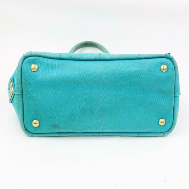 Prada Shoulder Bag Canapa Two Way Style Aqua Black Xl Logo Gold
