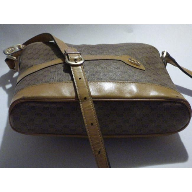 Gucci Vintage Purses Shades Of Brown Leather Coated Canvas Crossbody Bag