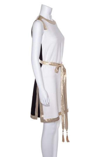 Max Mara White and Gold Sleeveless Dress SZ 44 NWT