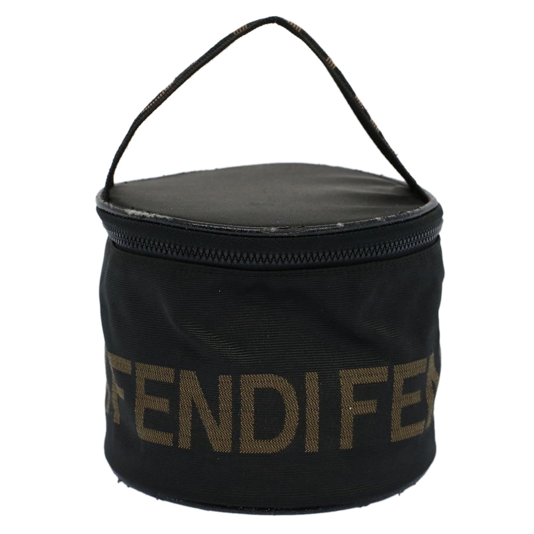 FENDI Vanity Cosmetic Pouch Canvas Black Auth 54858