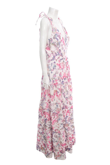Dress the Population Pink and White Embroidered Flower Maxi Dress SZ XL NWT