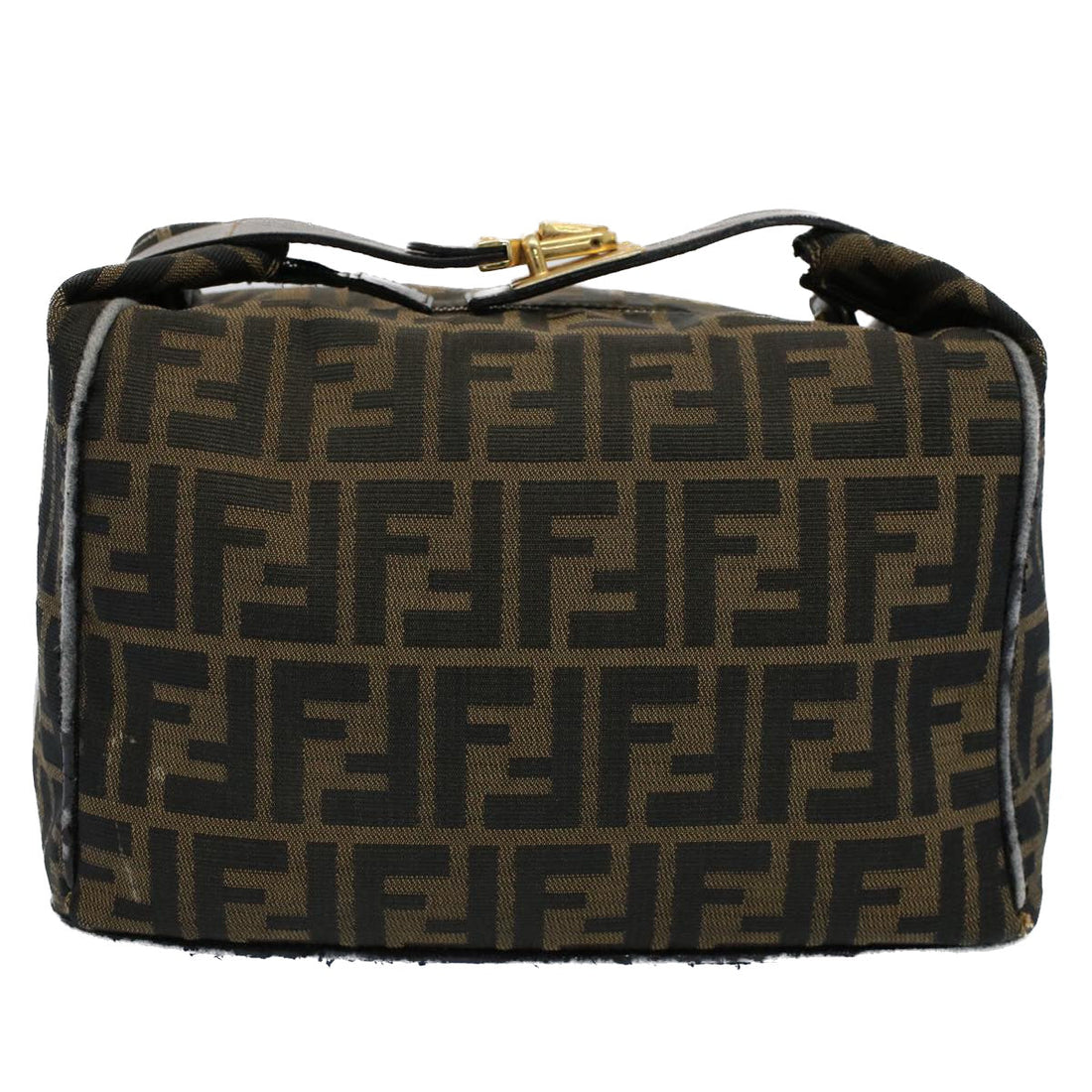 FENDI Zucca Canvas Vanity pouch Hand Bag Brown Black Auth 55824