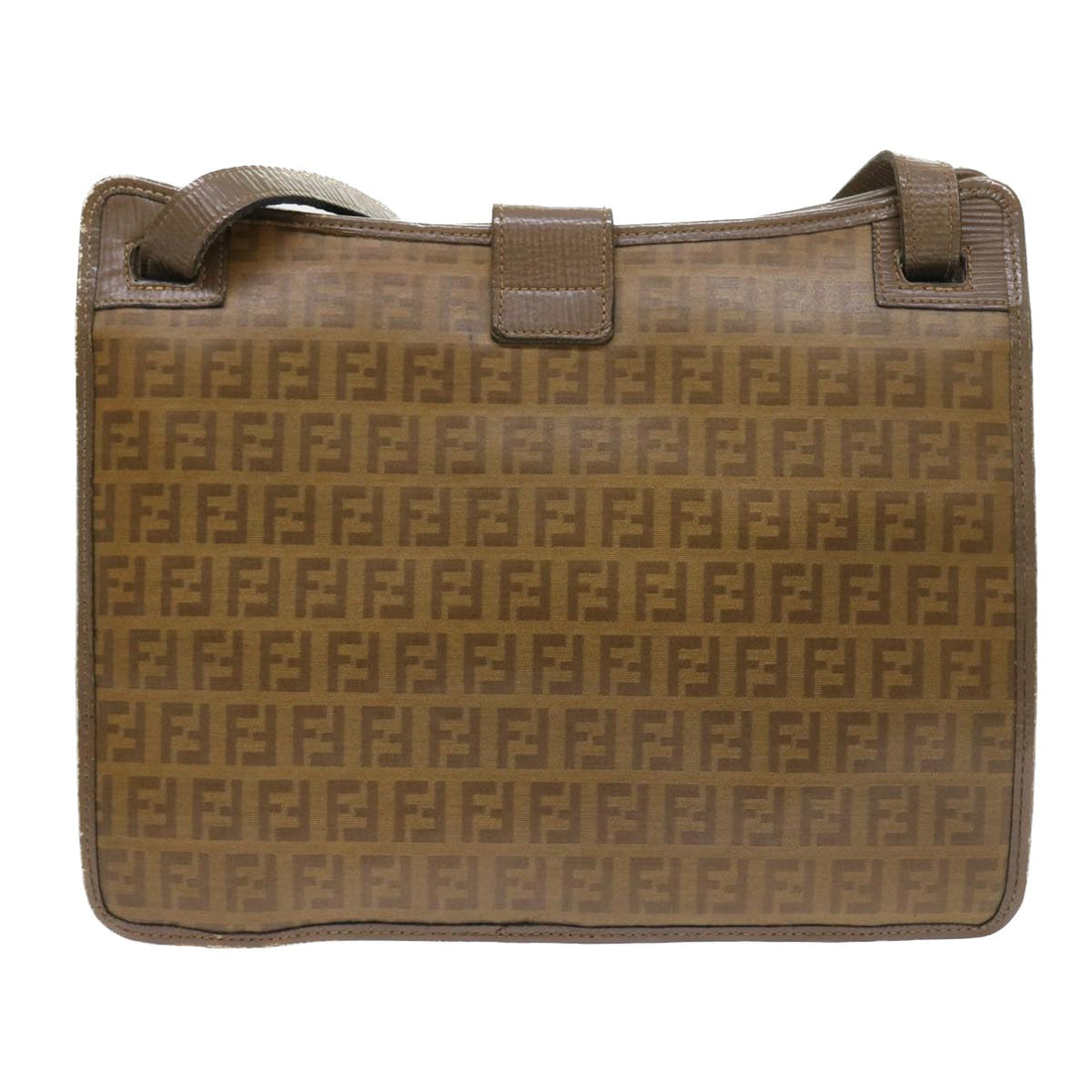 FENDI Zucchino Canvas Shoulder Bag Brown Auth 56785
